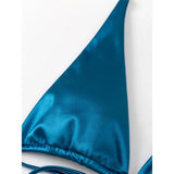 Sexy Satin Halter Brazilian Padded Bikini Female Swimsuit Women Swimwear Two-Pieces Bikini Set Bather Bathing Suit Swim V4966S