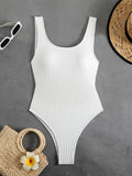 S - XL Wrinkled Backless Female Swimwear One Piece Swimsuit Women High Leg Cut Bather Slim Bathing Suit Swim Bodysuit Beachwear