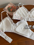 MOYISU Japanese Push Up Bra - Wireless Lace Bralette for Small Chest, Anti Sagging Comfort No Underwire Teens Slimming Lingerie
