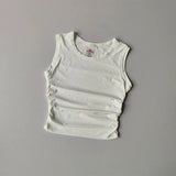 Women's Summer Nude I-Shaped Yoga Sports Vest Slimming Quick Dry Pleated Top for Fitness And Sports Activity