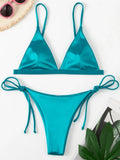 2025 Metallic Satin High Cut Brazilian Bikini Women Swimwear Female Swimsuit Two-pieces Bikini Set Bathing Suit Swim Beach Wear