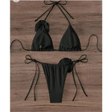 S - XL Sexy 3D Flowers Halter Strappy Bikini Women Swimwear Female Swimsuit Two-Pieces Bikini Set Bather Bathing Suit Swim V5297