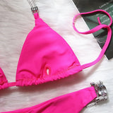 DEKA Women Brazilian Diamond Bikini Set Rhinestones Halter Swimwear Female Swimsuit Two-pieces Bikini Bather Bathing Suit Swim