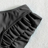 Summer Lotus Leaf Swimsuit for Women Bikini Women's Beach Shorts Defense Bare Swimwear Bather Biquini Solid Swimming Shorts