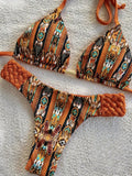 Fashion Print Halter Mini Thong High Cut Bikini Female Swimsuit Women Swimwear Two-pieces Bikini Set Bather Bathing Suit Swim