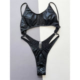 Snake Skin Tummy Cut Out Mini Mirco Thong Women Swimwear One Piece Swimsuit Female High Leg Cut Bather Bathing Suit Swim V5548