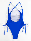 DEKA One-Piece Swimsuit Bodysuit Off The Shoulder Swimwear Women  Whole Ruched Lace Up Drawstring Bikini Bath Suit Sexy