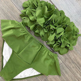 Sexy 3D Flower Bikini Set Brazilian Biquini Low Waist Swimwear Push Up SwimSuit Women Solid Swimwear Sexy Beach Wear Female