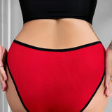 1pcs Red Fashion Breathable Comfortable Women Panties Solid Elegant Sexy Lingerie Plus Size 1XL-4XL Female Underpants Lingerie