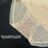 WOMEN Lace underwear, seamless, comfortable, high-elastic, hip-covering briefs, breathable mulberry silk, antibacterial crotch