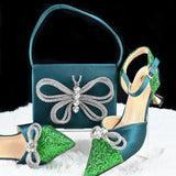Doershow High Quality African Style Ladies Shoes And Bags Set Latest BLUE Italian Shoes And Bag Set For Party  HGH1-8
