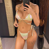 Diamond Rhinestones PU Faux Leather Bikini Female Swimsuit Women Swimwear Two-pieces Bikini Set Bather Bathing Suit Swim V5131