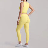 Fake Two Piece Tank Top Yoga Sets Women Lace V Neck Sports Vest Fitness Suit Hip Lifting High Waist Leggings Workout Clothes