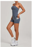 Womens Two Way Wear Bodysuit Sleeveless Yoga Stretch One Piece Romper Sexy Fitness Side Pockets Sportwears Bodysuit