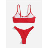 Ribbed High Leg Cut Bikini Female Swimsuit Women Swimwear Two-Pieces Bikini Set Brazilian Padded Bather Bathing Suit Swim V7126