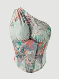 Wind Waist Cinching Three-Dimensional Slim Fit Underwire Small Strap Printed Sexy Fishbone Bra Vest Top Casaul Elegant IHOD
