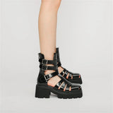 2025 Brand Fashion Women's Black Summer Gladiator Sandals Fashion Leisure Square Heels Casual Platform Shoes Big Size 43