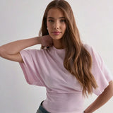 Fashion Casual Solid Gray Cropped T-shirt 2026 Woman Clothes O-neck Corset Tops Streetwear Girls Summer Autumn Short Tee Shirts