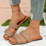 Large Size Women's Summer New Woven Slippers Outdoor Beach Sandals Fashionable  Material Comfortable Slip-On Shoes