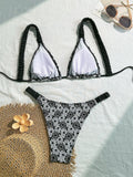 sexy flower patchwork bikinis sets two pieces women back tie thong high waist swimsuit female bathing suit swimwear biquini