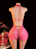 Women's Bodysuit Rose Crotchless Adult Erotic Sexy Lingerie Lace Deep V-neck Temptation Underwear Valentine's Gift