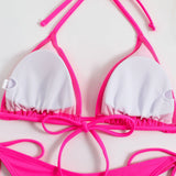 DEKA Triangle Bikini Set Womens Solid Sexy Lingerie Swimwear Tie Side Thongs Beachwear Fashion Swimsuit Bathing Suit