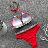 2025 Push Up High Waist Bikini Women Swimsuit Female Swimwear Two Pieces Bikini Set Halter Bra Cup Bathing Suit Swim Beach Wear