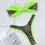2026 Sexy Bikini Bandeau Women Leopard Bowknot Swimwear Swimsuit Bikinis Set Bathing Suit Bikini Female Push Up Banadores Mujer