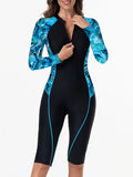2026 Zipper Rushguard Long Sleeve Surfing Swimsuit Women One Piece Tie Dye Swimwear Female Bather Bathing Swimming Swim Suit XXL