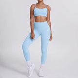 Women's Seamless Yoga Set Cross Back Sports Bra & High Waist Booty Lifting Yoga Leggings Gym Running Fitness Workout Outfit