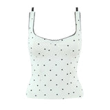 Fashion Sexy Polka Dot For Women And Stylish Off-Shoulder Top White Polka Dot Top With Lace Trim Square Neckline For Women 7RGH
