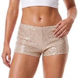 Women's Sequins Shorts Summer Low Rise Elastic Waistband Shorts Hot Streetwear