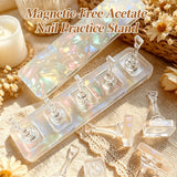 Iridescent Acetate Nail Practice Stand Non-Magnetic Clear Nail Tip Holders for Manicure Swatch & Press On Nails Making