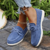 Solid Color Faux Suede Flat Shoes Women Spring Autumn Plus Size Bowknot Flats Woman Round Toe Non Slip Casual Shoes Female