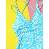 S - XL Sexy Leopard Printed V Neck Women Swimwear One Piece Swimsuit Female Backless High Leg Cut Bather Bathing Suit Swim V4808