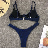 Glitter Shiny Underwired V-Bar Bikini Women Swimsuit Female Brazilian Swimwear Two-piece Bikini Set Triangle Bathing Suit Swim