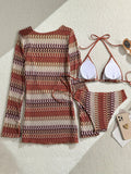 With Long Sleeve Cover Up Bikini Female Swimsuit Women Thong Swimwear Three-pieces Bikini Set Bather Bathing Suit Swim Beachwear