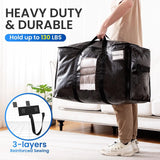 Extra Large Moving Bags, 6 Pack Black Heavy Duty Totes For Storage with Visible Window, Alternative to Moving Boxes