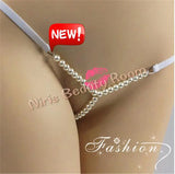 DEKA Elastic Crotchless High quality Real Pearl Thongs Women Low-Rise Hollow Sexy G-string Female Erotic Panties Underwear