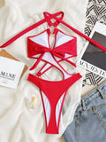 Halter Tummy Cut Out Backless Monokini Women Thong Swimwear One Piece Swimsuit Female High Leg Cut Bathing Suit Swim Bodysuit