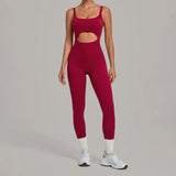 Summer Sports Overalls Women Gym High Stretch Back Zipper Yoga Jumpsuit Tight Hollow Out Slim Hip Lifting One Piece Bodysuit