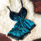 Summer Lace Sleepwear Sexy Satin Pajamas Set Women Nightshirt 2 Pieces Crop Tops and Shorts Set Homewear Loungewear