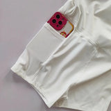 Women's sports yoga short skirt, badminton tennis skirt pants with inner pockets and side slit straps