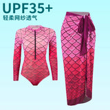 2025 New Sexy Print One Piece Swimsuit Women Swimwear Monokini Long Sleeve Bathing Suit Female Bodysuit Surfing Swim Wear Beach