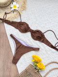 2026 Sexy Brazilian Bikini Sets Thong Swimsuit Women Swimwear Micro Bikinis Female Beachwear Solid G-string Bath Suits Bandeau