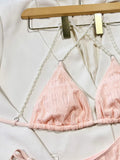 2026 New Sexy Bikini Women Swimwear Swimsuit Triangle Pearls Chain Backless Solid Beach Bikinis Set Bathing Suit Banadores Mujer