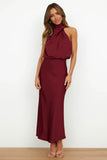 Foridol One Shoulder Turtleneck Tank Satin Women Party Dress Robe Zip Sleeveless Elegant Vintage Folds Women Clothing 2025