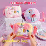 Cartoon Children'S Unicorn Plush Crossbody Bag Kindergarten Girl Cute Shoulder Bag Handbag Casual Coin Purse Birthday Gifts