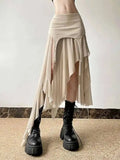 Sexy Irregular Y2K Skirts Women Vintage American High Waist Slim Slit Long Skirt Casual Lady Streetwear Retro Summer Skirts XGM8