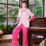 New Chinese style pajamas with breast pads, simulated silk, ice silk home wear, satin jacquard pajamas set